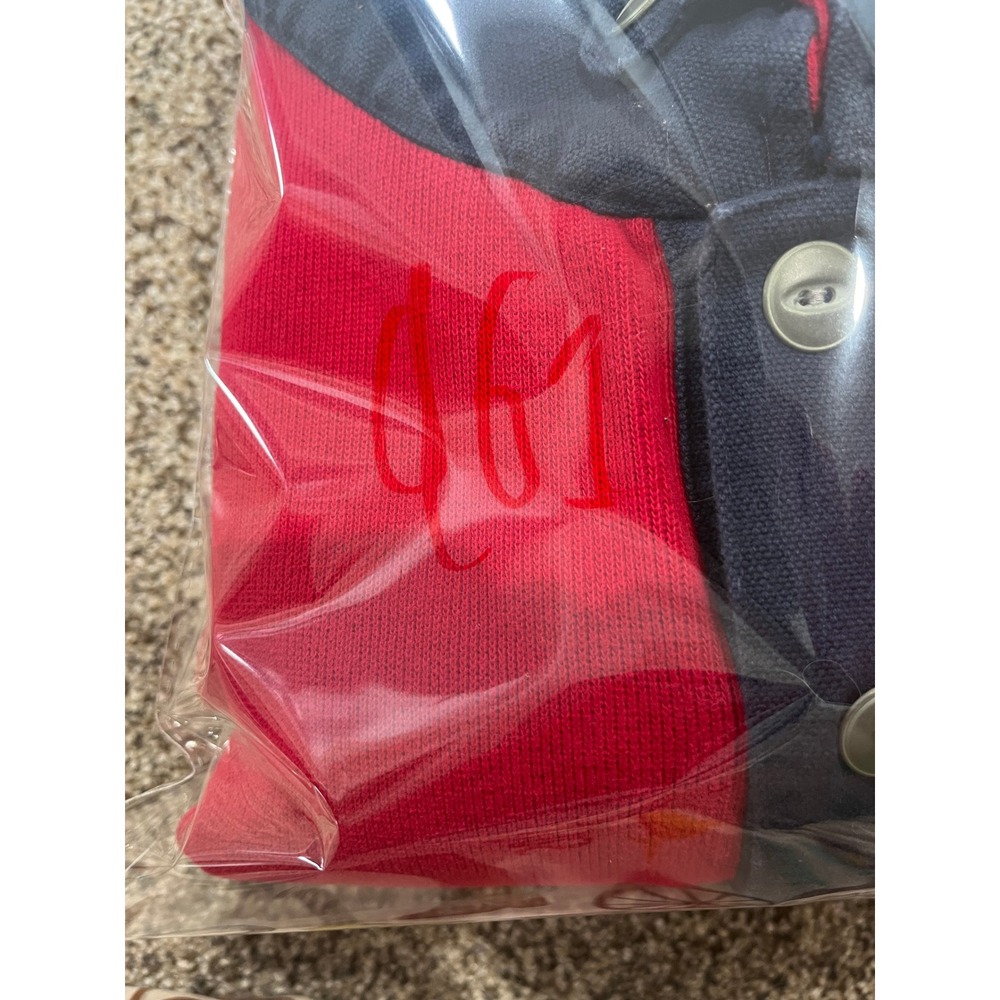 ORVIS Red Rugby Sweatshirt Men's Size XL International Flag Collar Patch Elbows - Picture 8 of 8